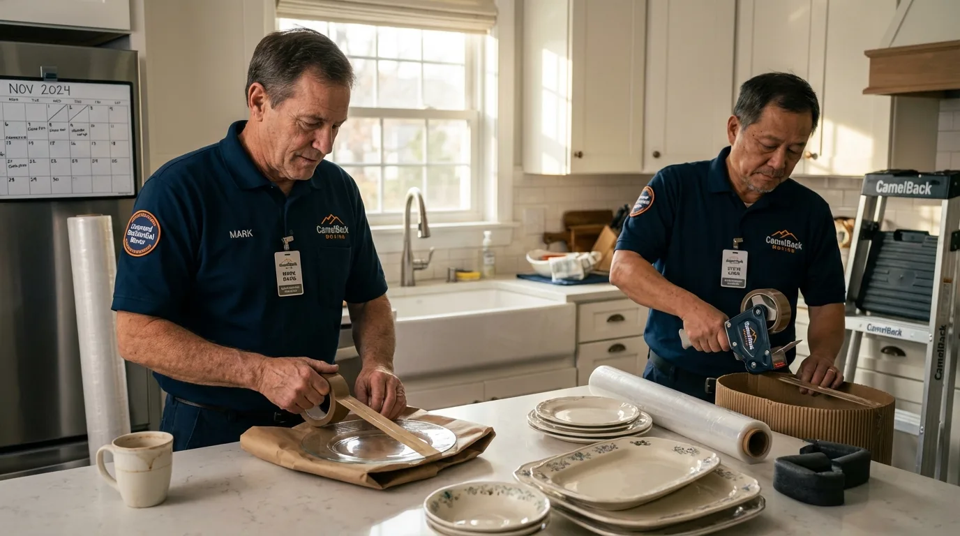 Professional crew packing kitchen dishware in Thoreau, NM